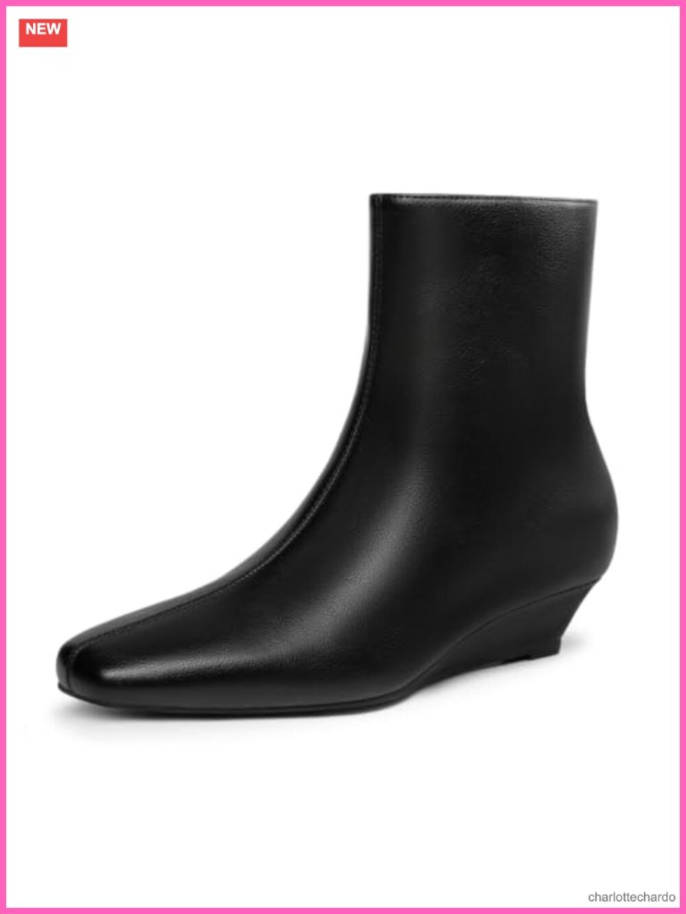 Women's Square Toe Wedge Ankle Booties with Side Zipper PU Suede